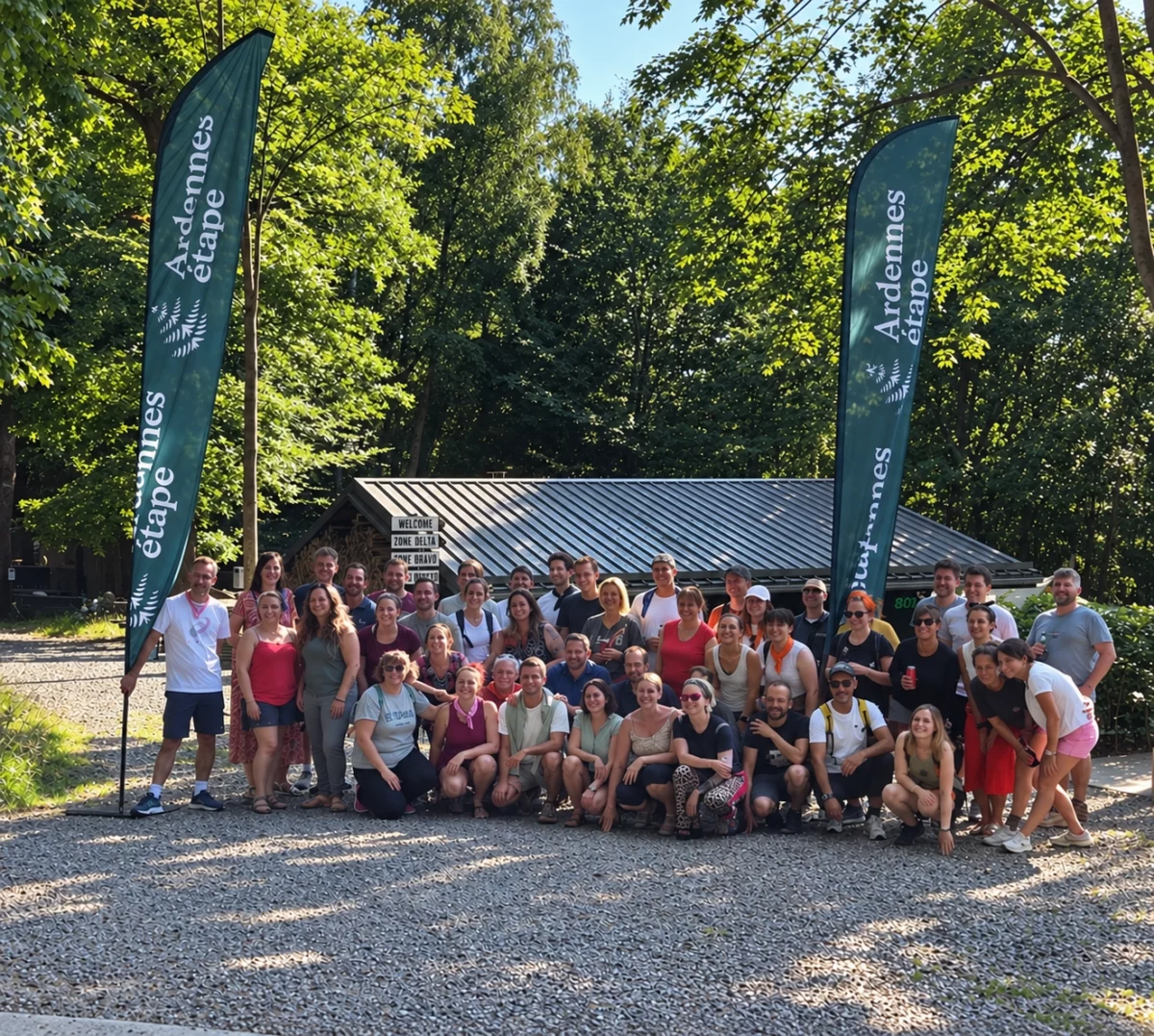 Ardenne Etape company on a team-building trip to Activ Park